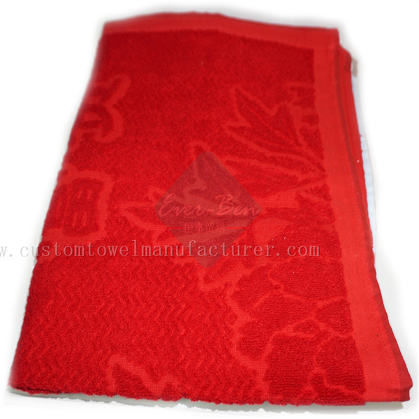 China Bulk Red Jacquard Cotton Face towel Manufacturer Cotton Washcloth Towels Factory